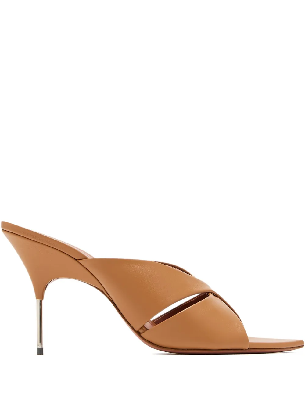 Amina Muaddi cross-strap heeled sandals Neutrals