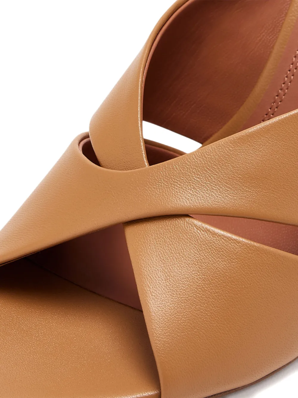 Amina Muaddi cross-strap heeled sandals Neutrals