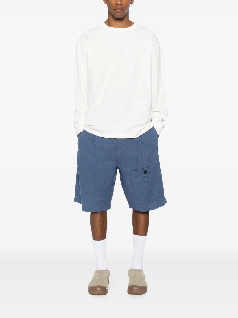 C.P. Company pocket linen shorts Blauw