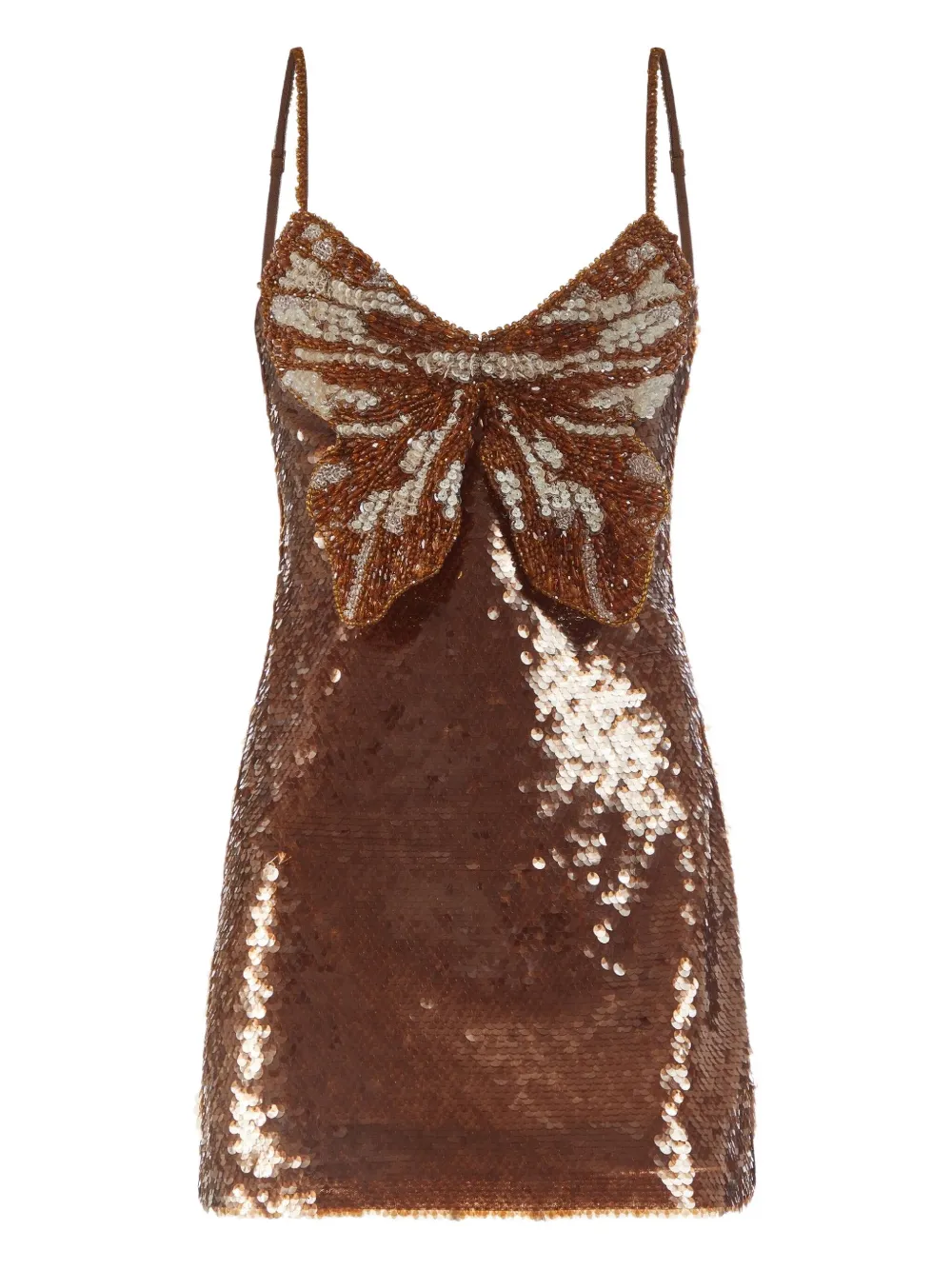 PatBO sequinned butterfly-detail dress - ブラウン PatBO sequinned butterfly-detail dress - ブラウン