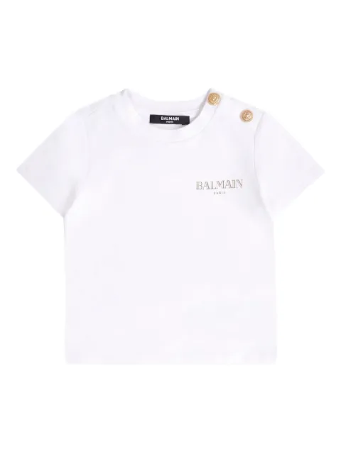 Balmain Kids تيشيرت بأكمام قصيرة وطبعة شعار الماركة