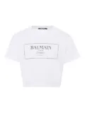Balmain Kids logo-print cropped T-shirt - White