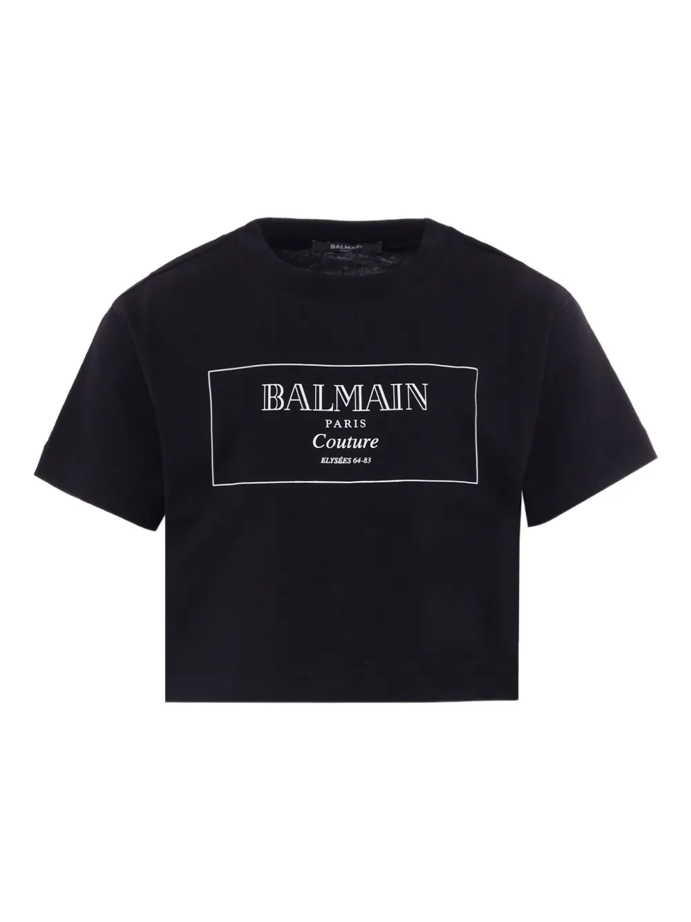 Shop Balmain Logo-printed Cropped T-shirt