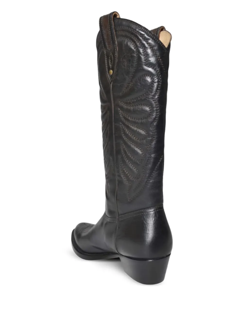 Paola D'Arcano leather embroidered boots Black