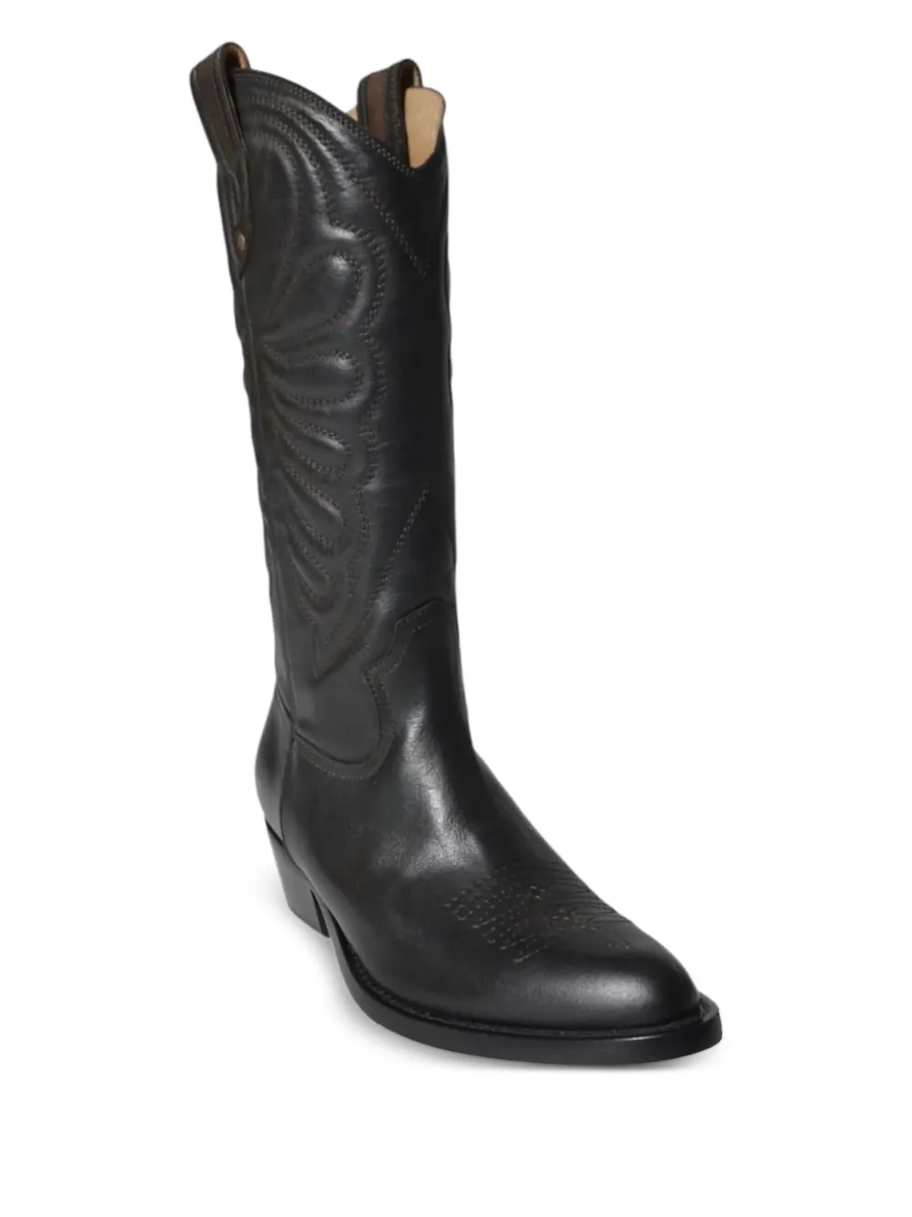 Paola D'Arcano leather embroidered boots Black