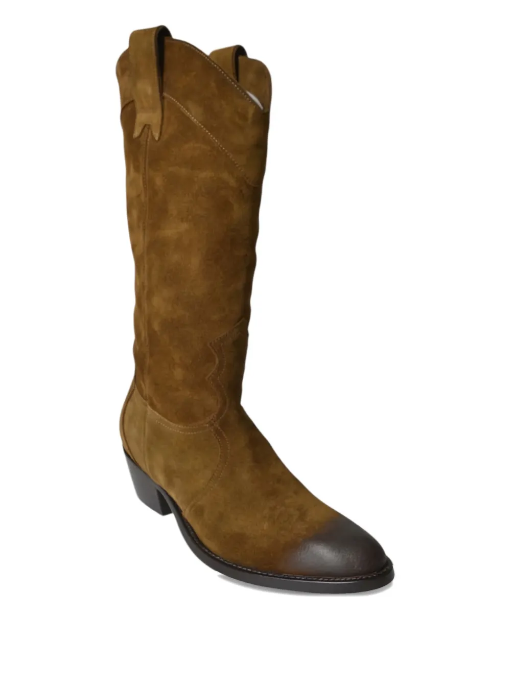 Paola D'Arcano suede leather cowboy boots Brown