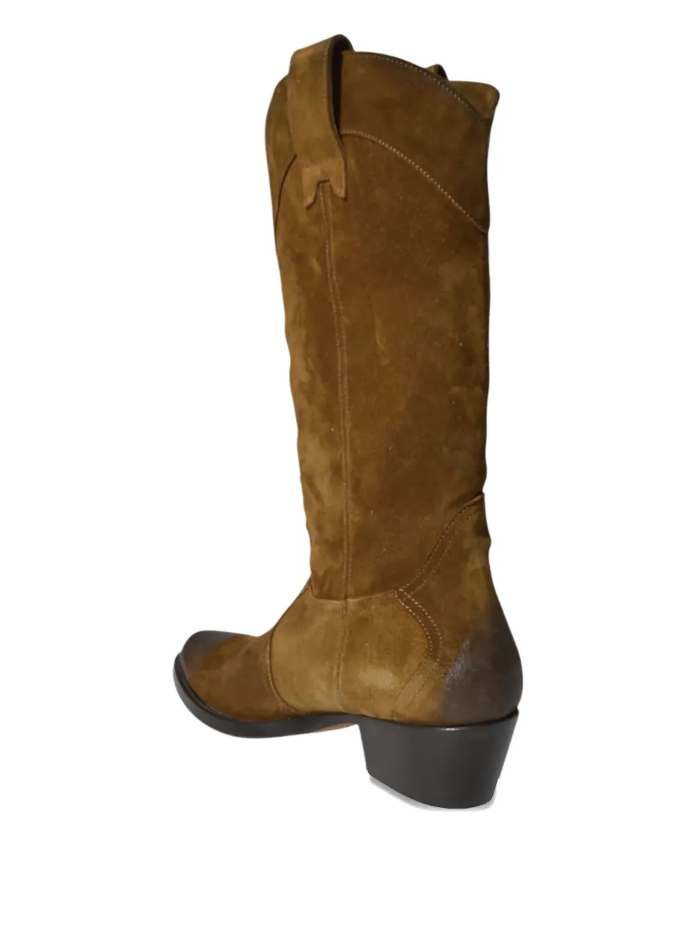 Paola D'Arcano suede leather cowboy boots Brown