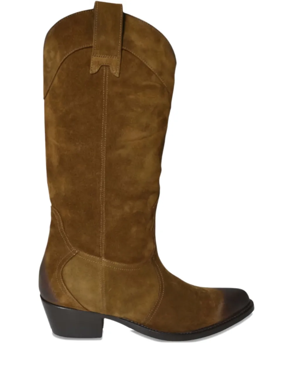Paola D'Arcano suede leather cowboy boots Brown