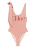 Chloé logo-print swimsuit - Pink