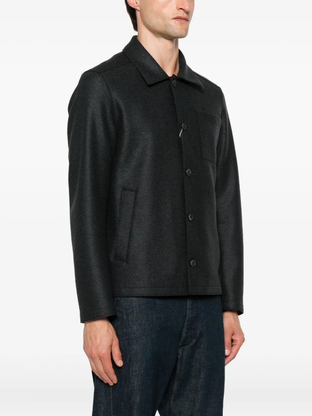 Herno Jack met opgestikte zak en knoopsluiting Blauw