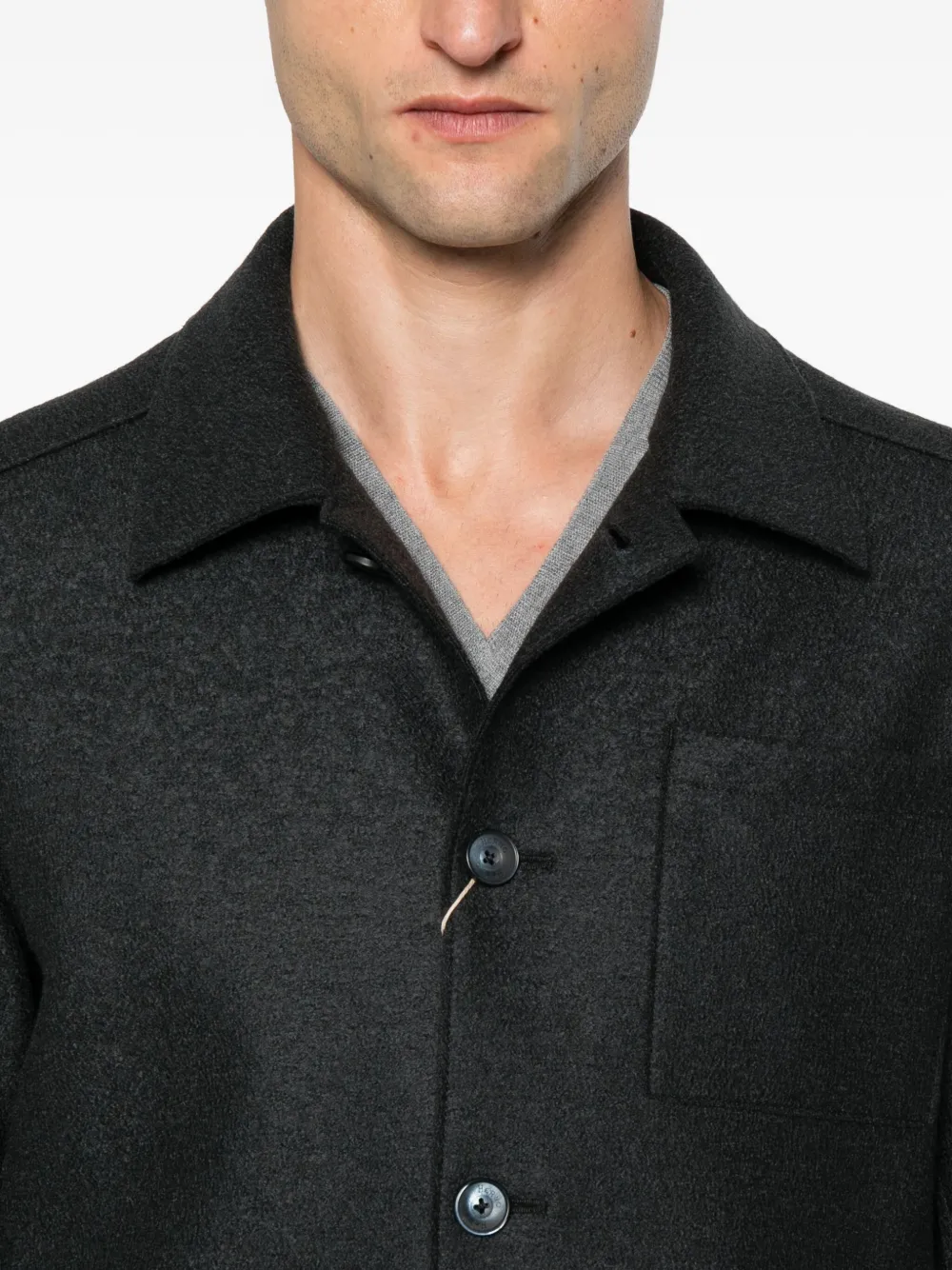 Herno Jack met opgestikte zak en knoopsluiting Blauw