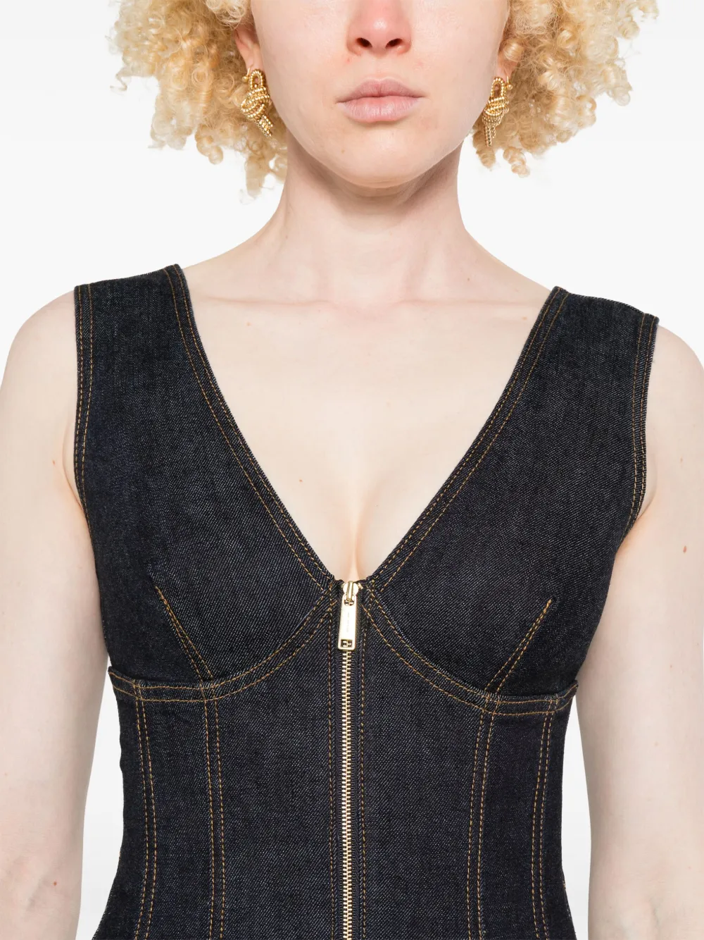 Self-Portrait Denim mini-jurk Blauw