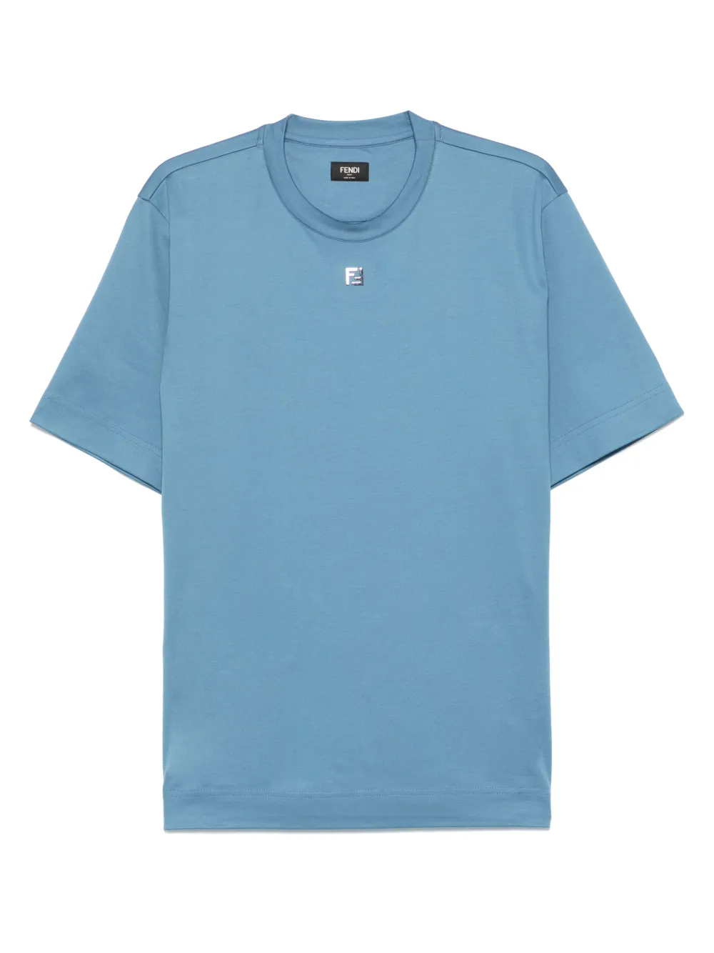 FENDI playera de algodón con placa del logo FF | azul | Image 1