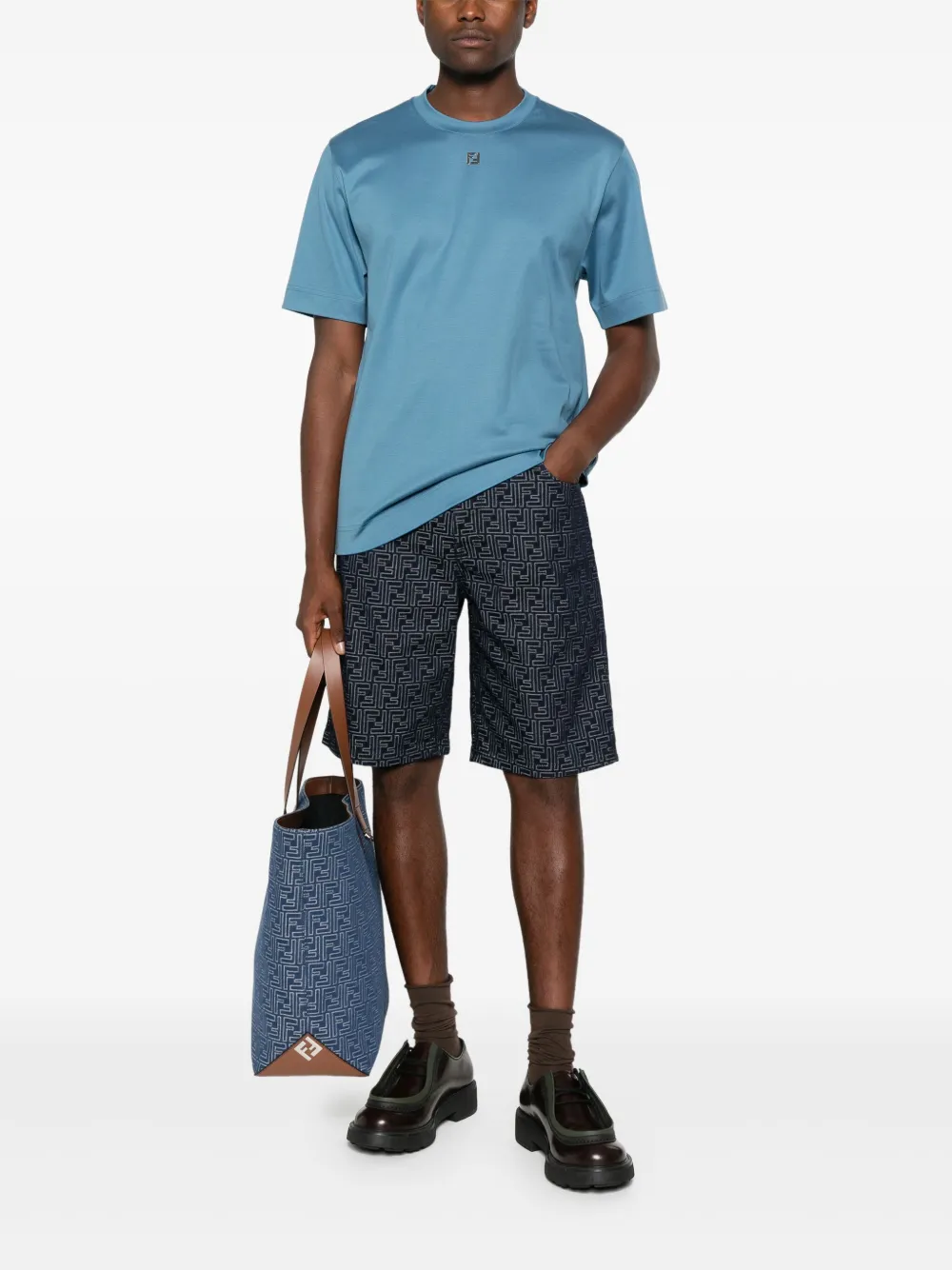 FENDI playera de algodón con placa del logo FF | Playeras | Image 2