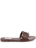 Valentino Garavani Rockstud leather flat sandals - Brown