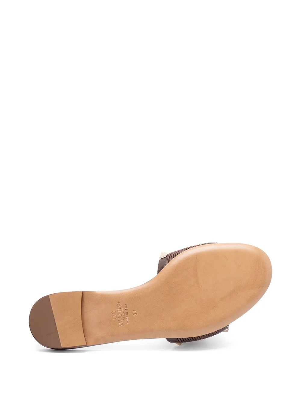 Valentino Garavani Rockstud leather flat sandals Brown