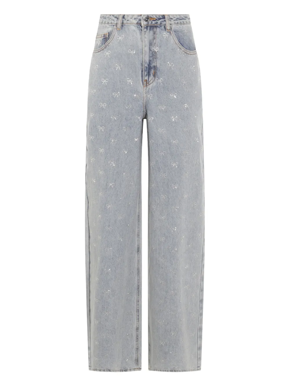Self-Portrait bow-embellished jeans - Blu