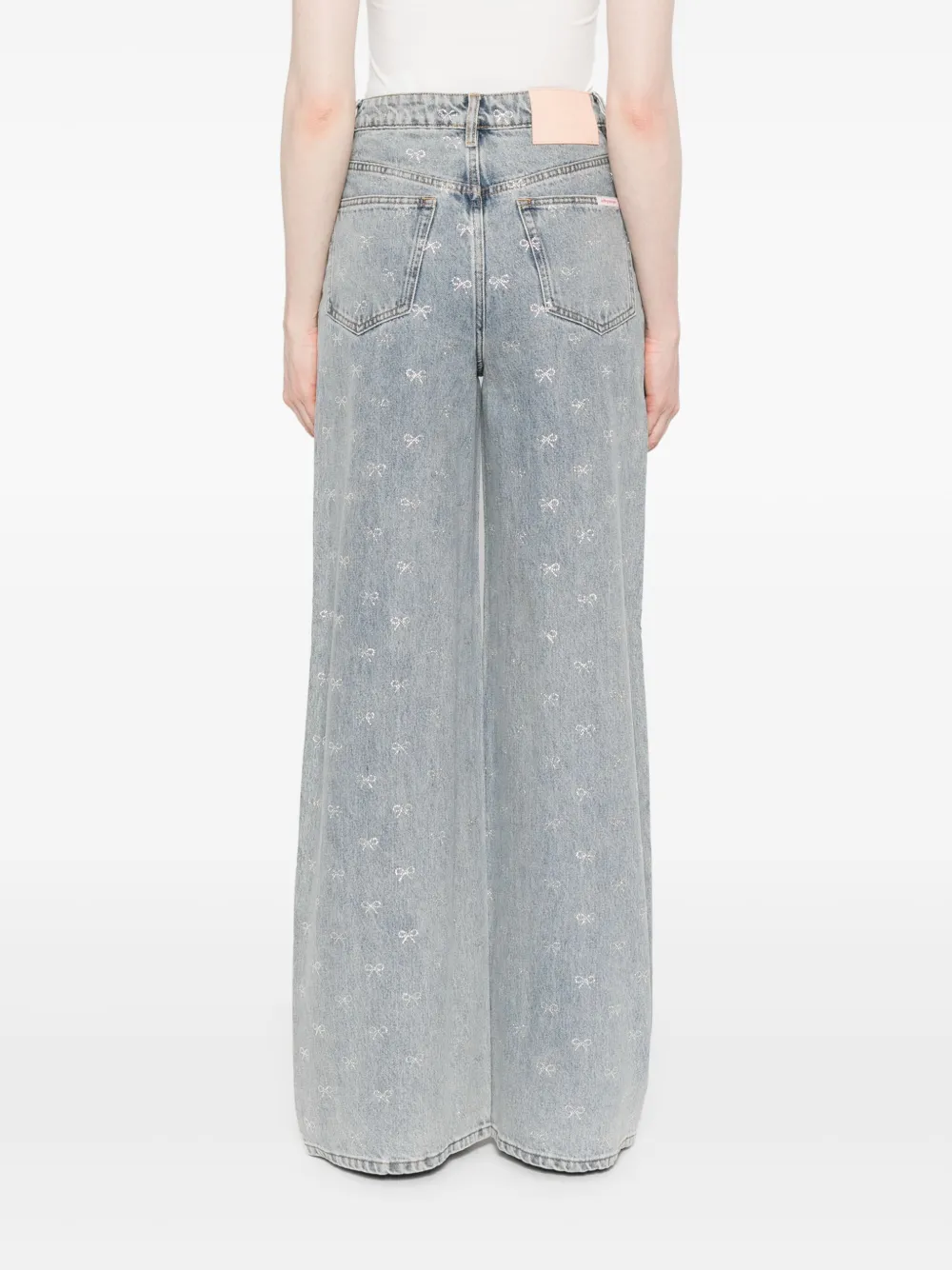 Shop Self-portrait Bow-embellished Jeans