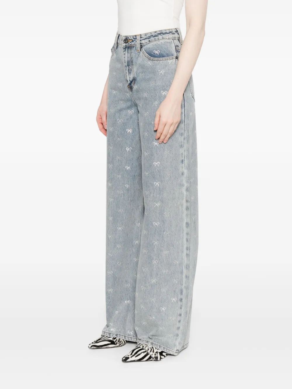 Shop Self-portrait Bow-embellished Jeans