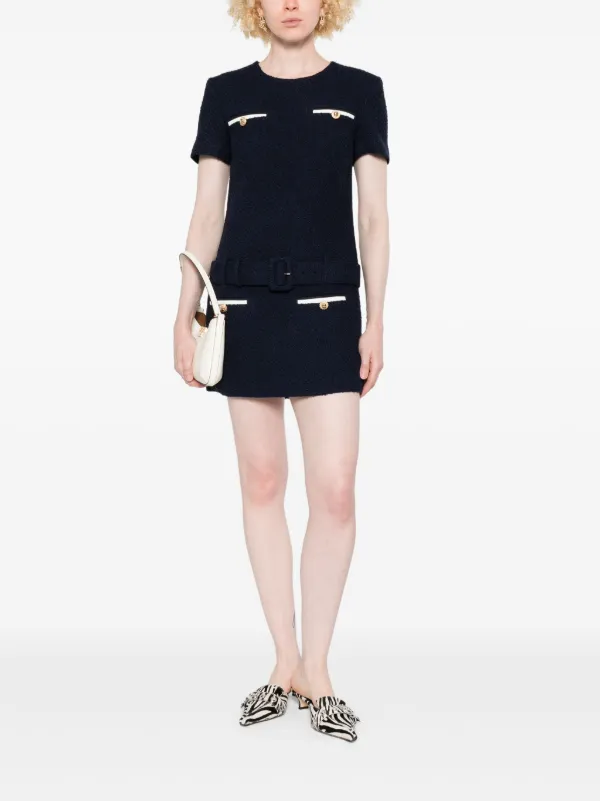 【英国発】SELF-PORTRAIT ブルー ブークレ ミニドレス Self-Portrait ブークレ ミニドレス | ブルー | FARFETCH JP