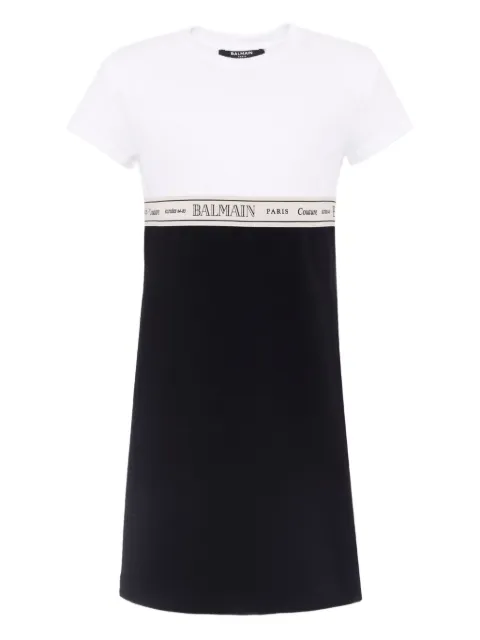 Balmain Kids logo-tape colour-block dress