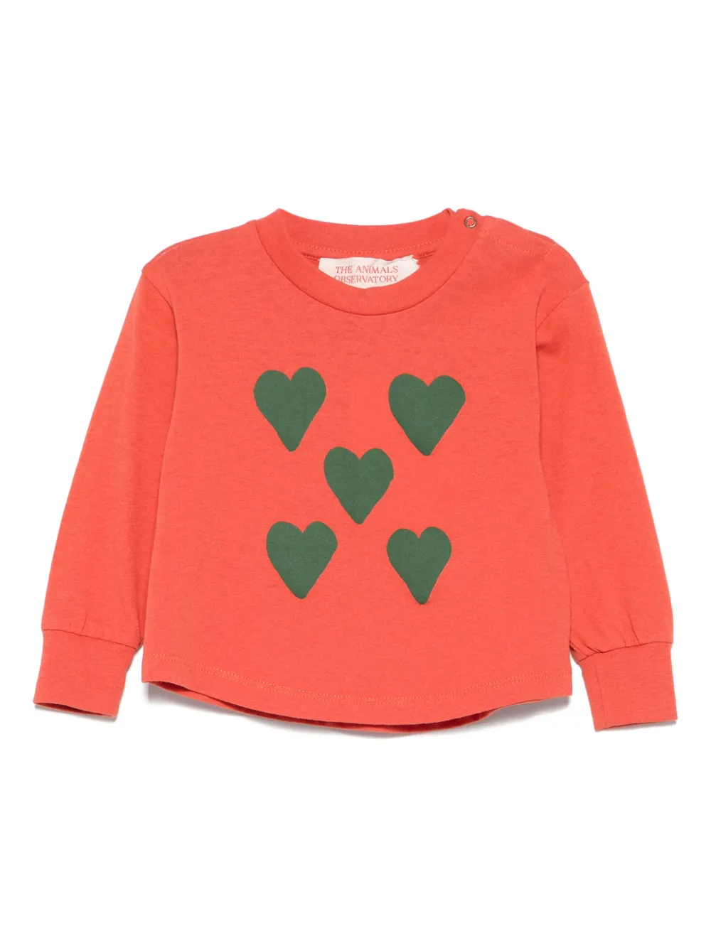 The Animals Observatory heart-motif long sleeve T-shirt | Red | Image 1