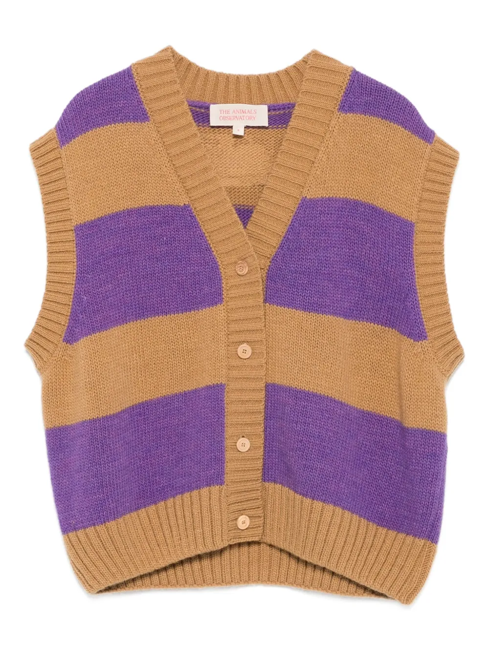 The Animals Observatory back logo-patch striped vest | Neutrals | Image 1