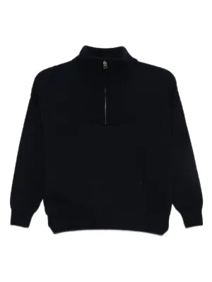 Aspesi Kids ribbed-knit zip-up Jumper | Blue | FARFETCH ID