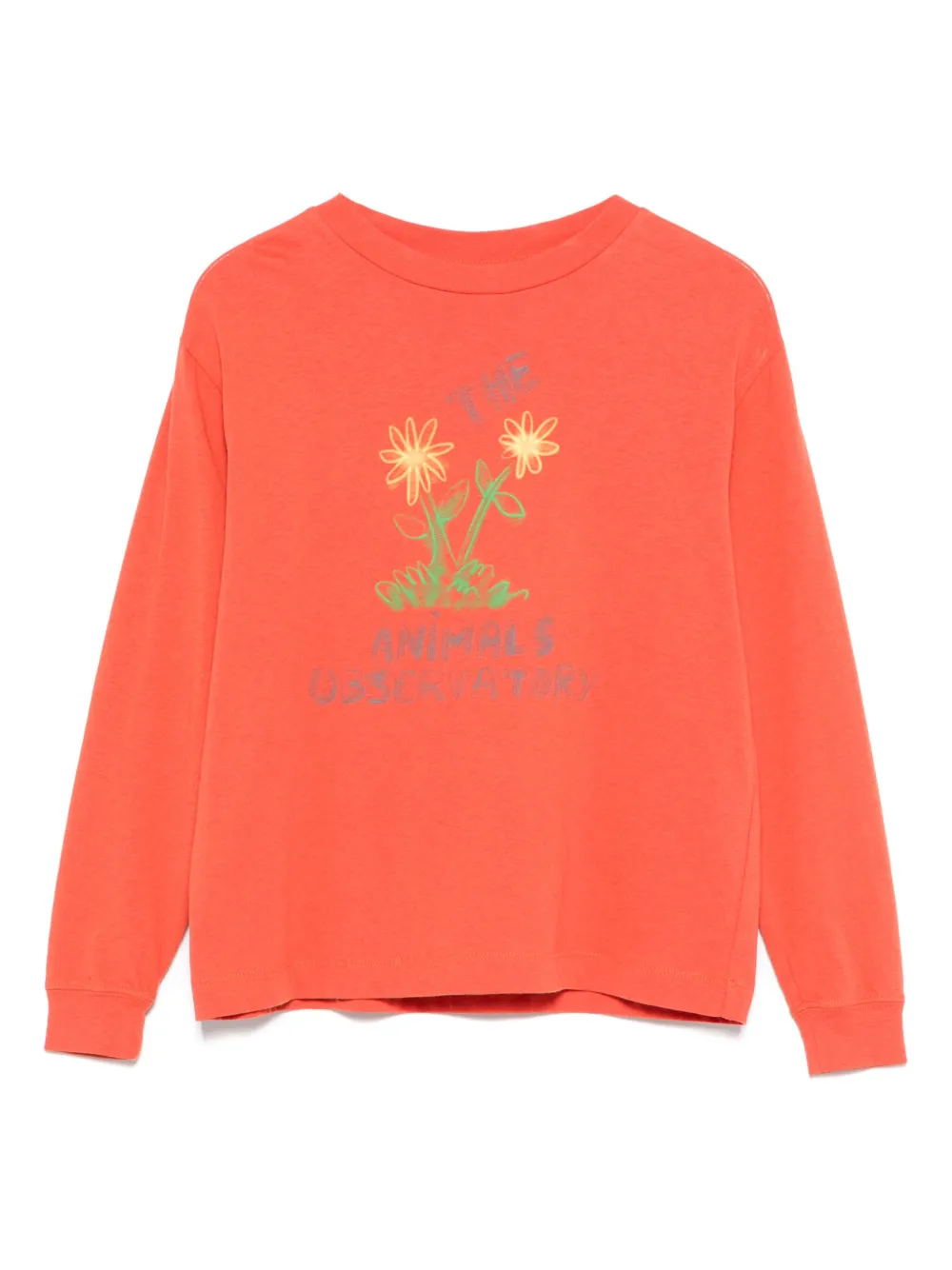 The Animals Observatory Langarmshirt Mit Blumen-print In Orange