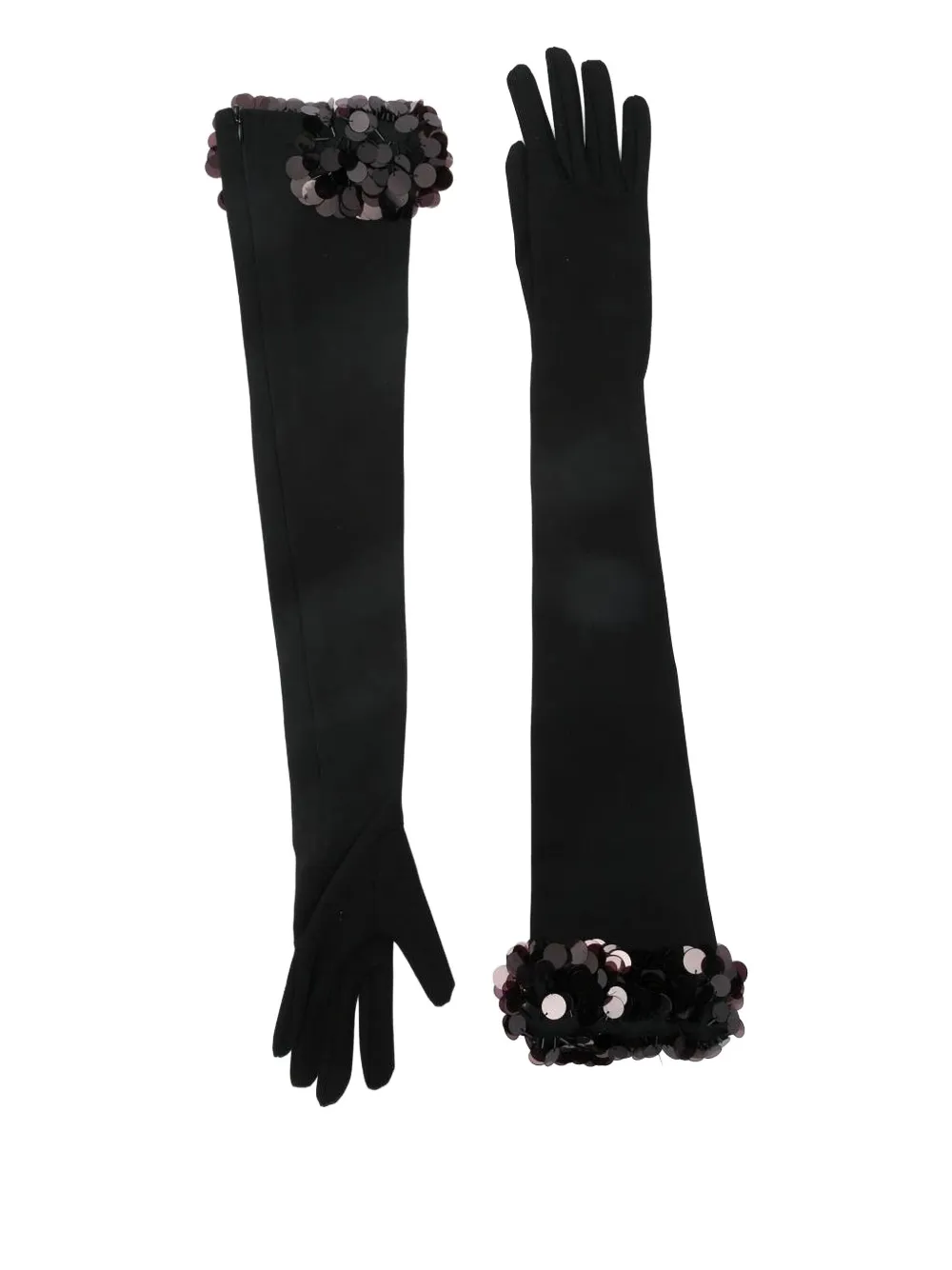David Koma Sequin-embellished Long Gloves In Black