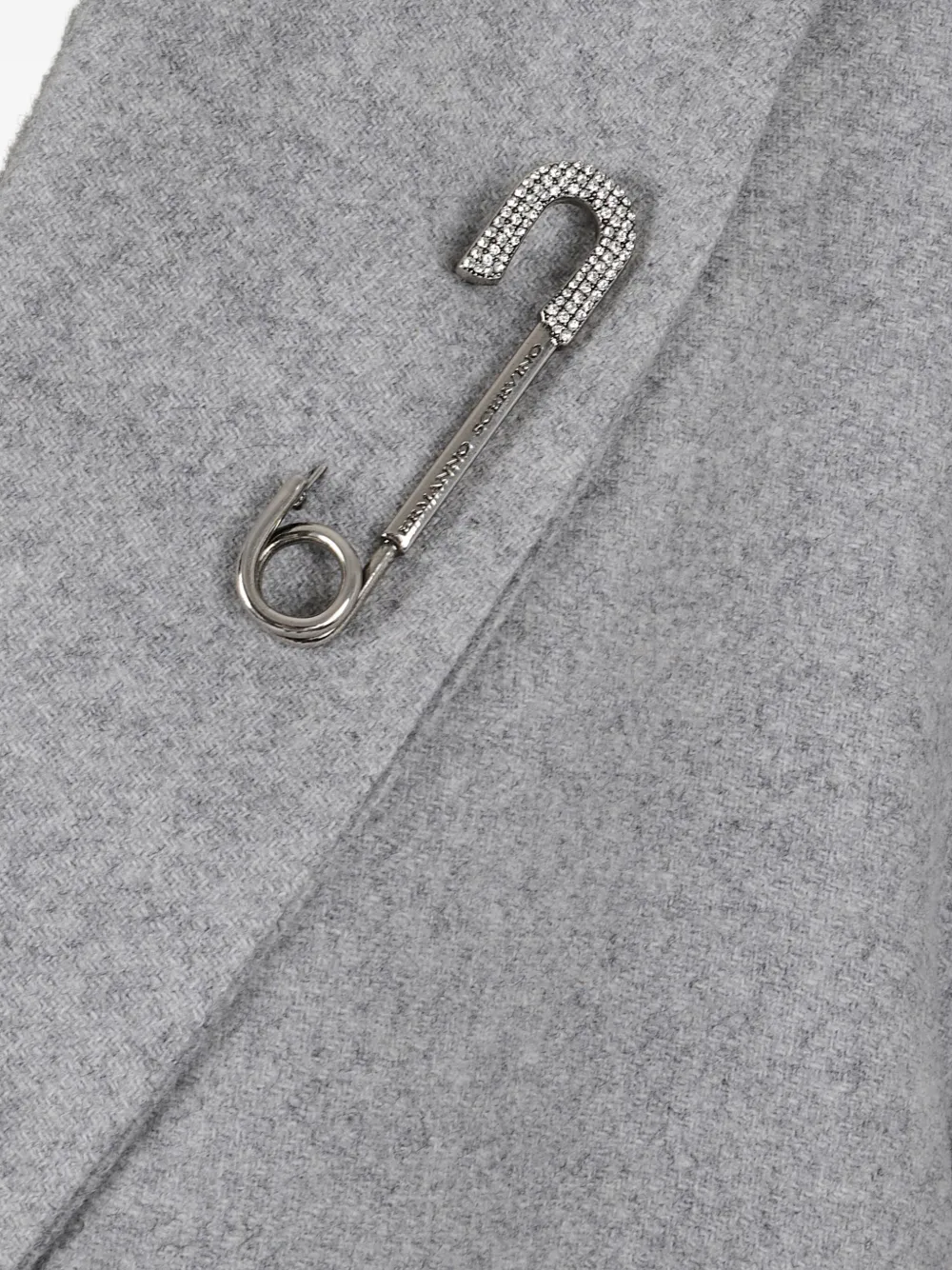 Ermanno Scervino Brooch-detail Double-breasted Coat In Gray