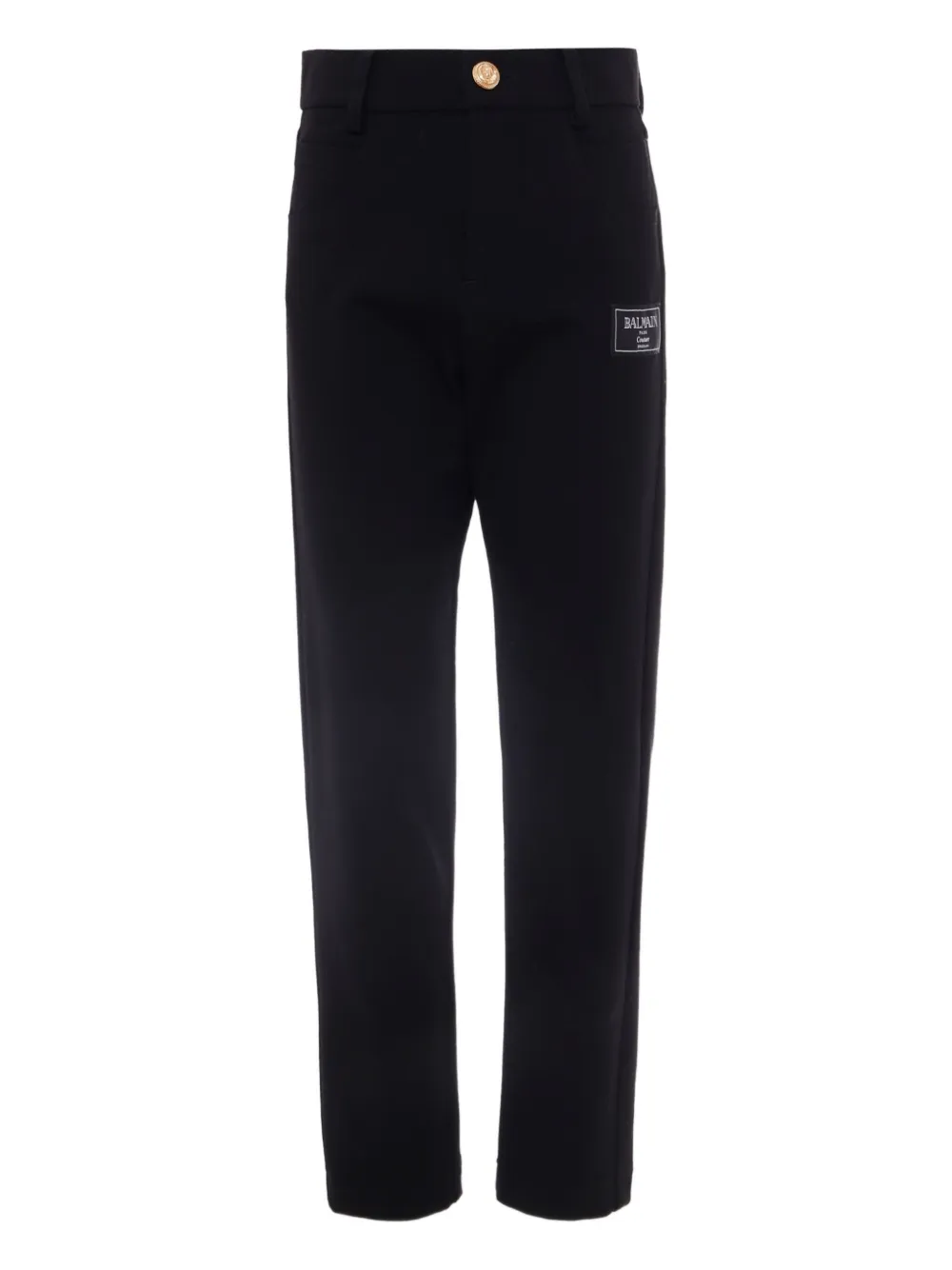 Balmain Kids logo-patch trousers - ブラック Balmain Kids logo-patch trousers - ブラック