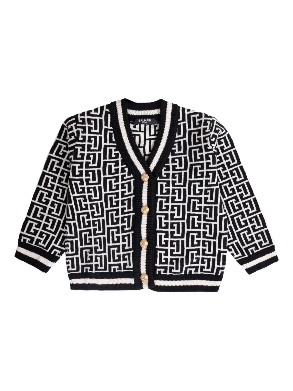 Shop Balmain Geometric-pattern Cardigan