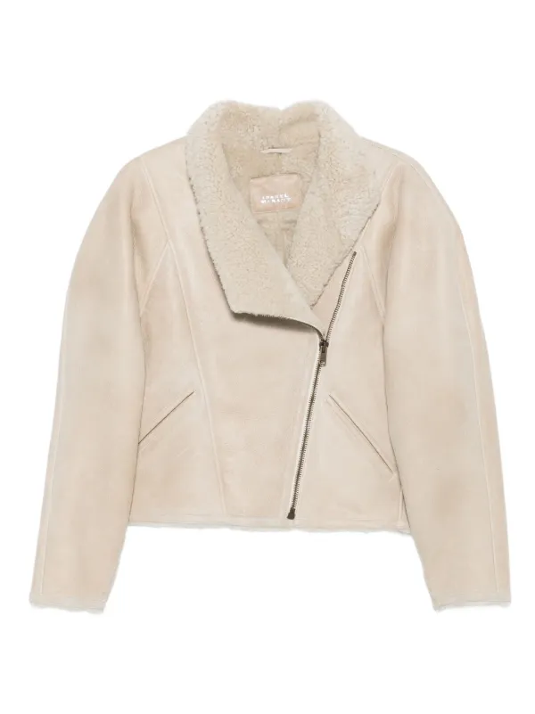 Isabel Marant Blondine Zip-front Shearling Jacket in Neutrals