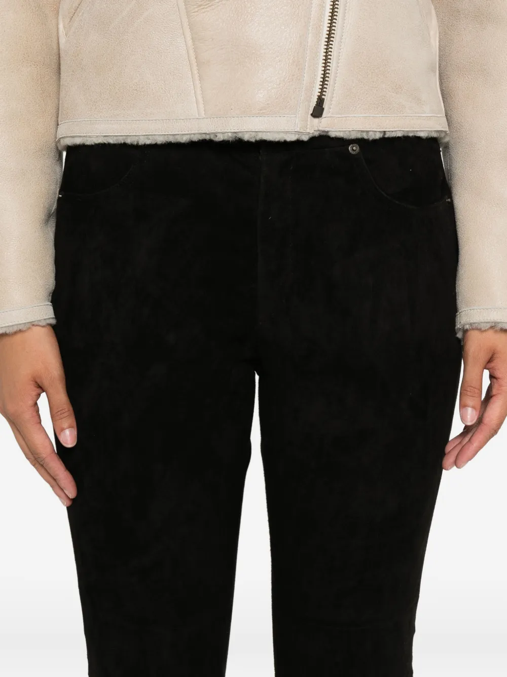 ISABEL MARANT Dorothea suède broek met rits Zwart