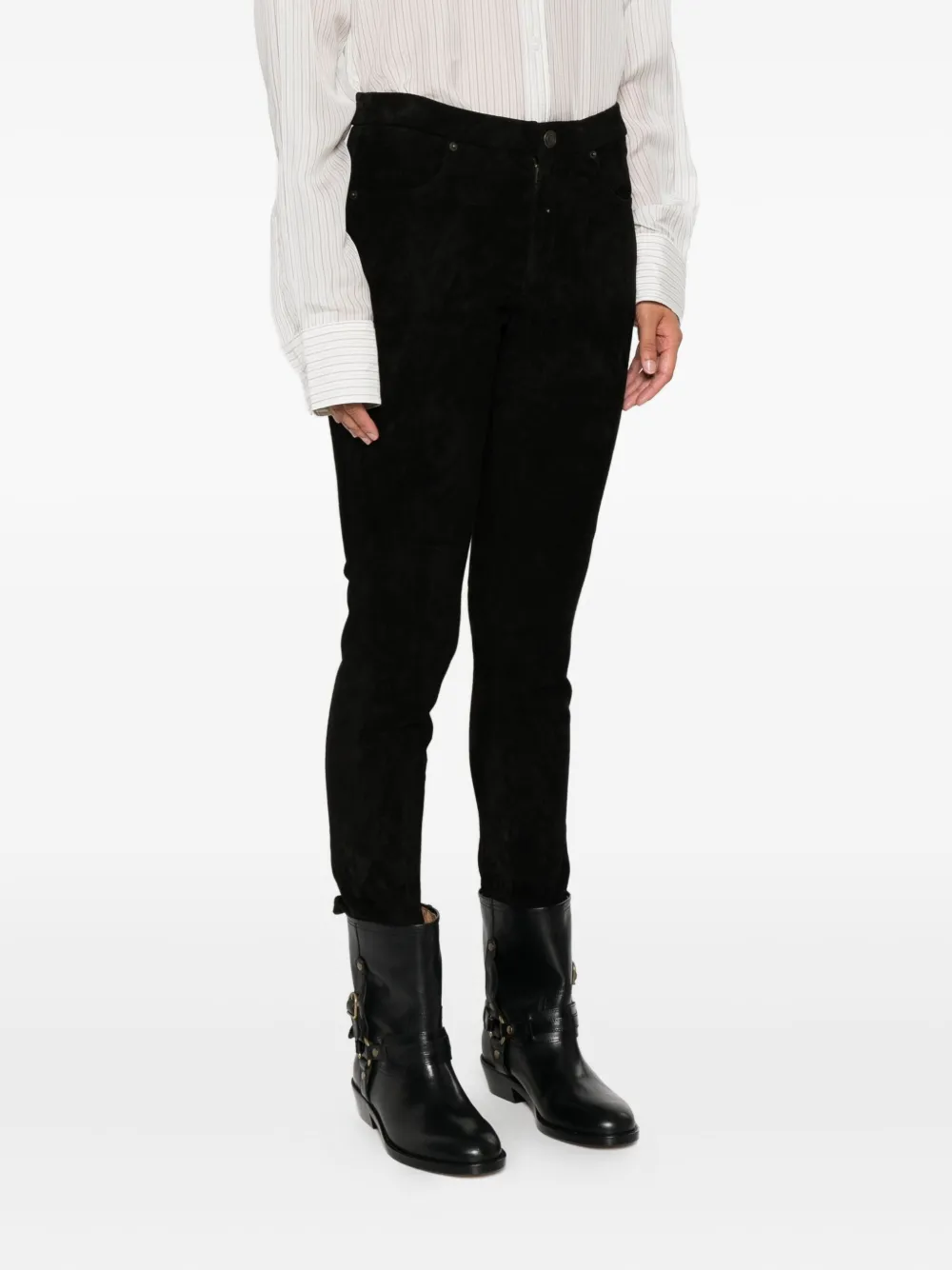 ISABEL MARANT Dorothea suède broek met rits Zwart