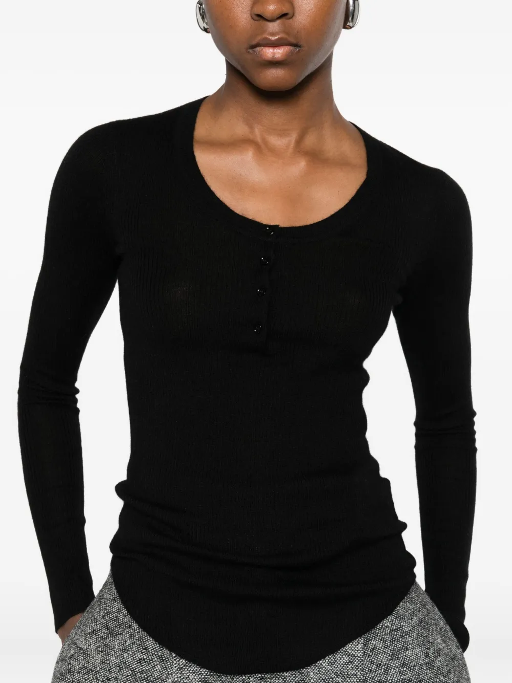 ISABEL MARANT Gebreide top met knoopsluiting Zwart