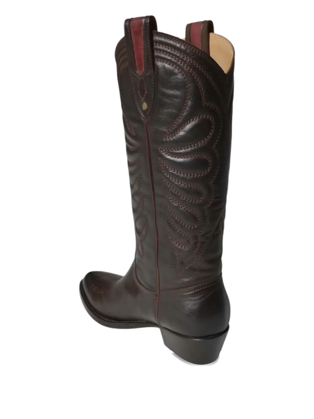 Paola D'Arcano leather embroidered boots Brown