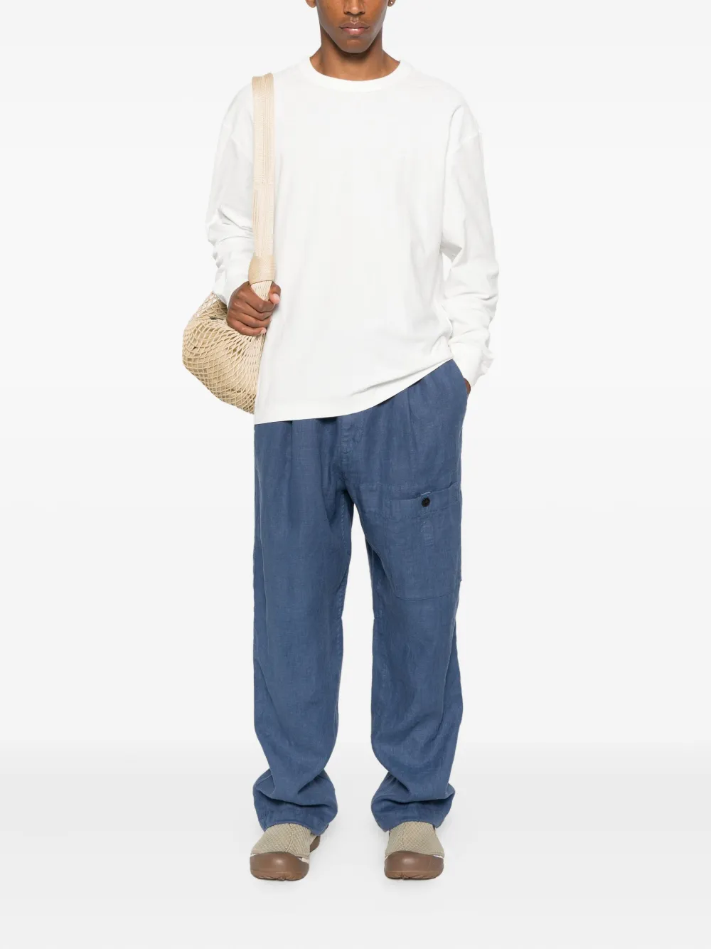C.P. Company Linnen broek met zakdetail Blauw
