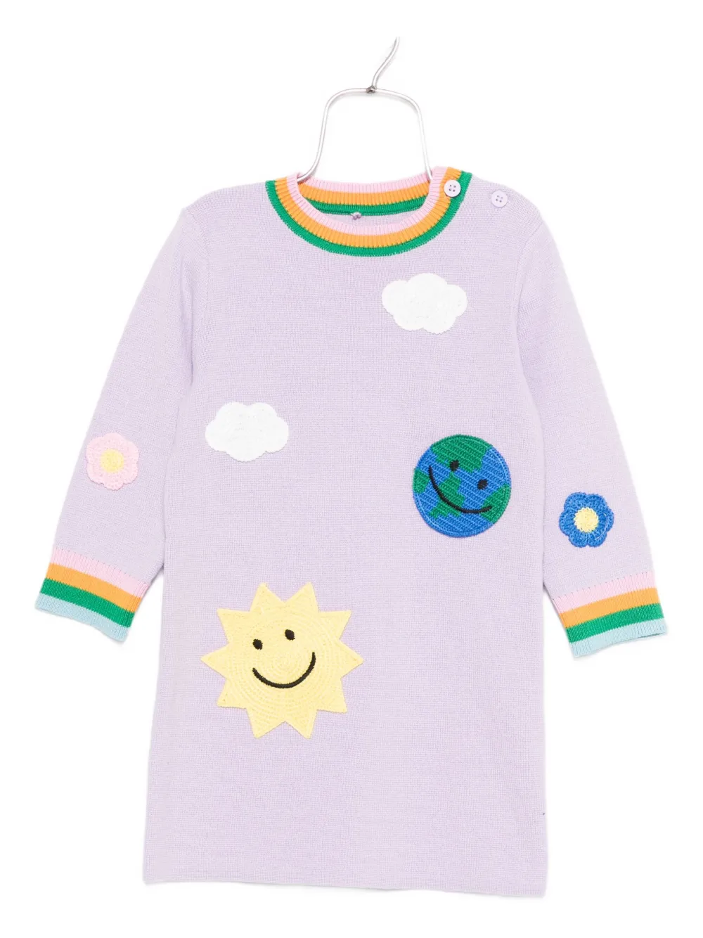 Stella McCartney Kids Earth Friends appliqué wool dress Paars