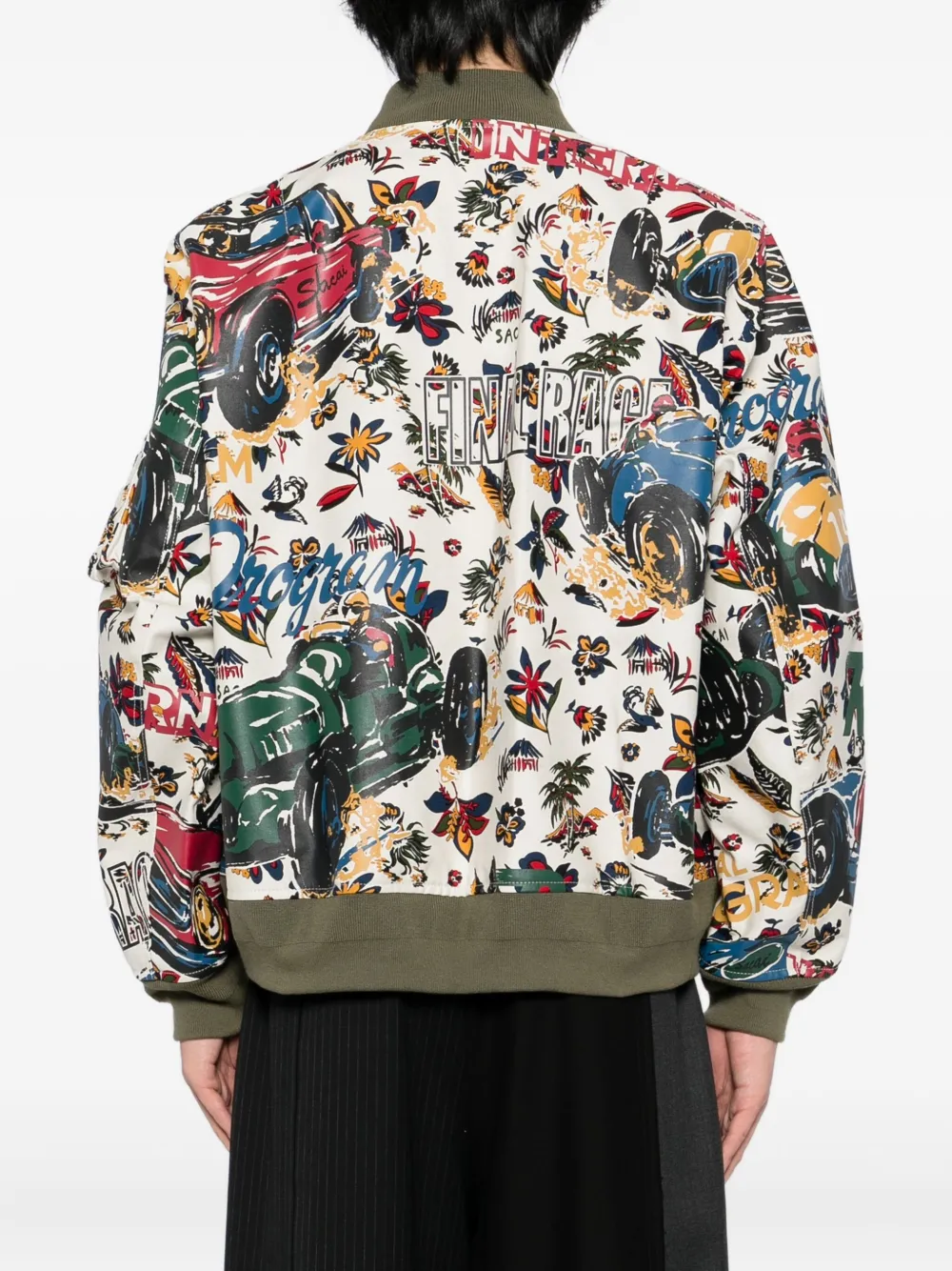sacai tropical-print jacket Beige