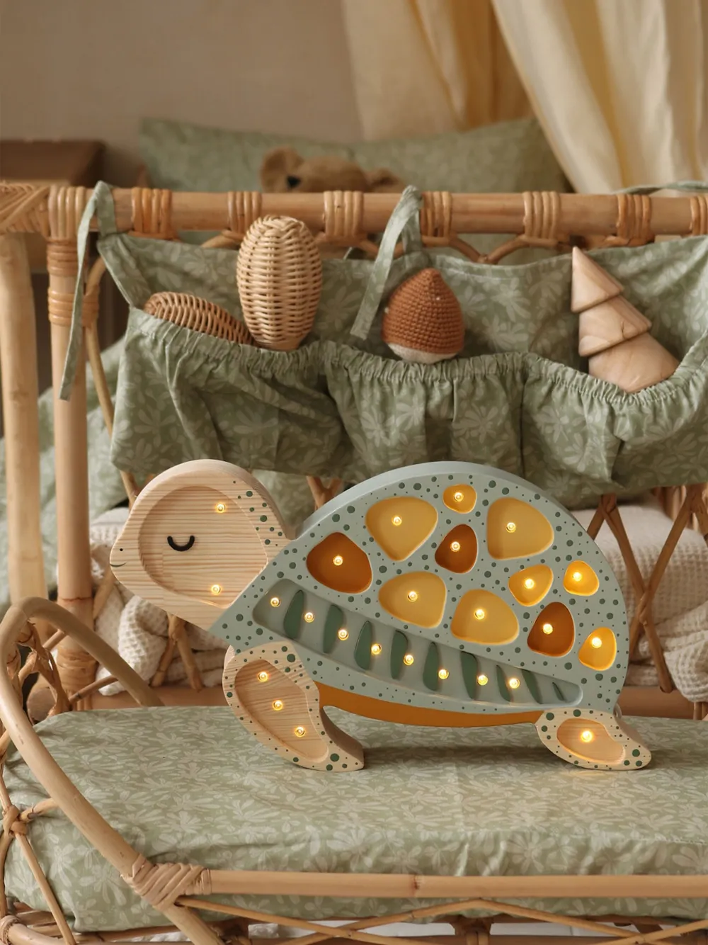 Little Lights Turtle-shaped Wooden Light In Multi