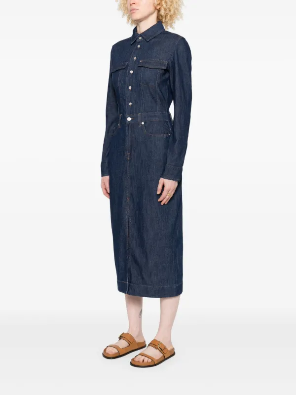 For All Mankind Denim Midi Dress Blue FARFETCH JO