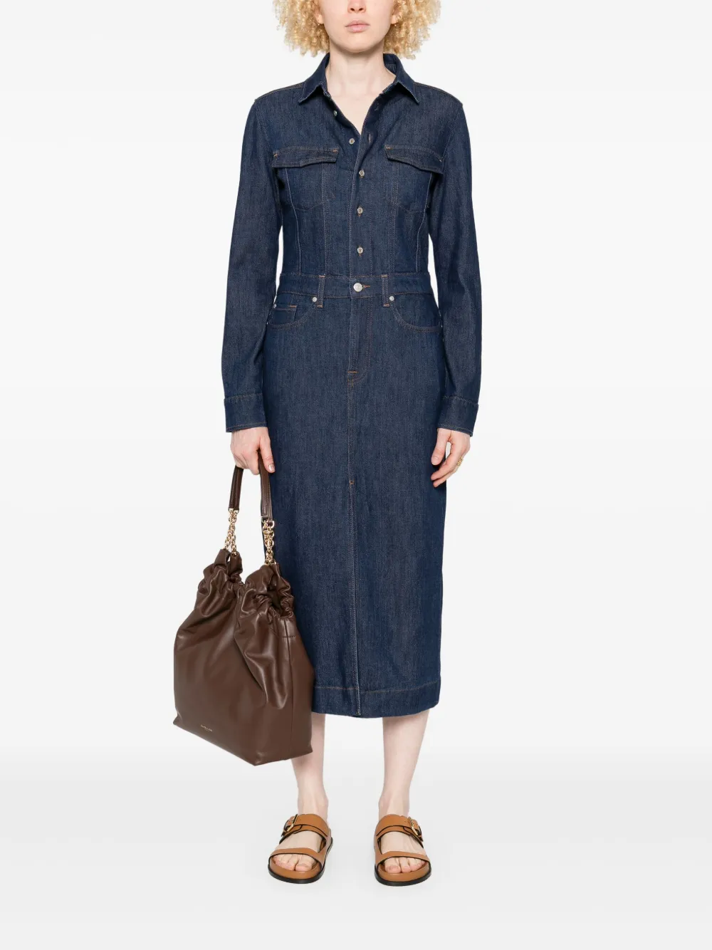 7 For All Mankind denim midi dress - Blauw