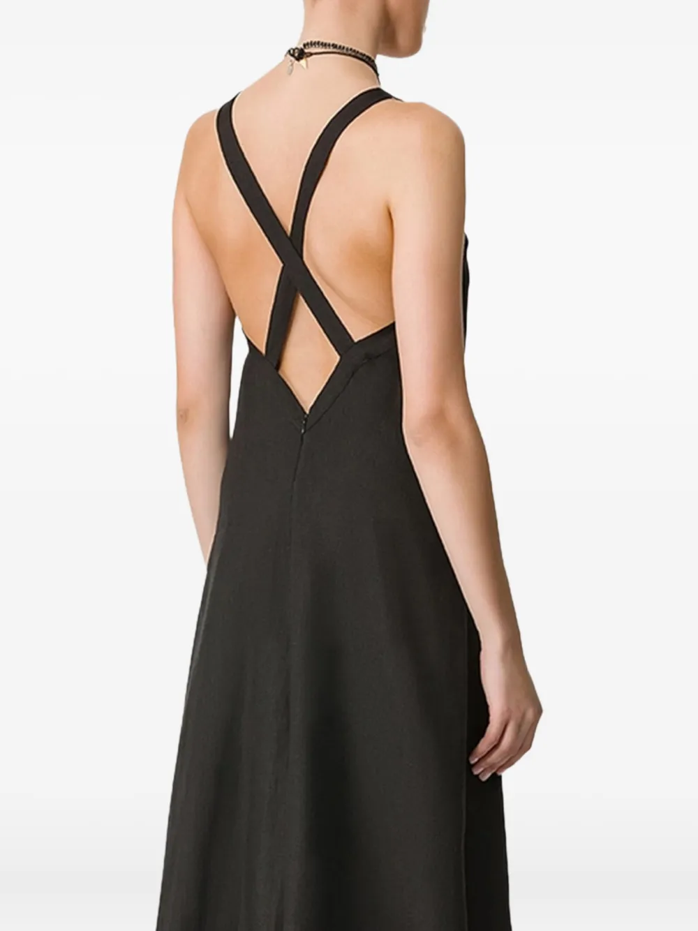 Forte Maxi-jurk met gekruiste bandjes Zwart