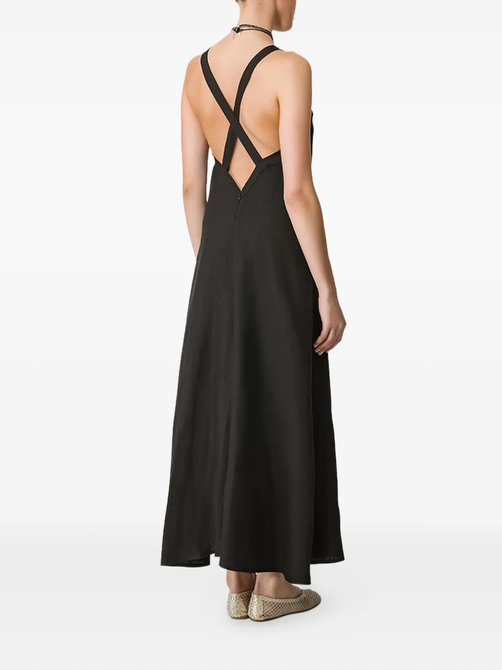 Forte Maxi-jurk met gekruiste bandjes Zwart