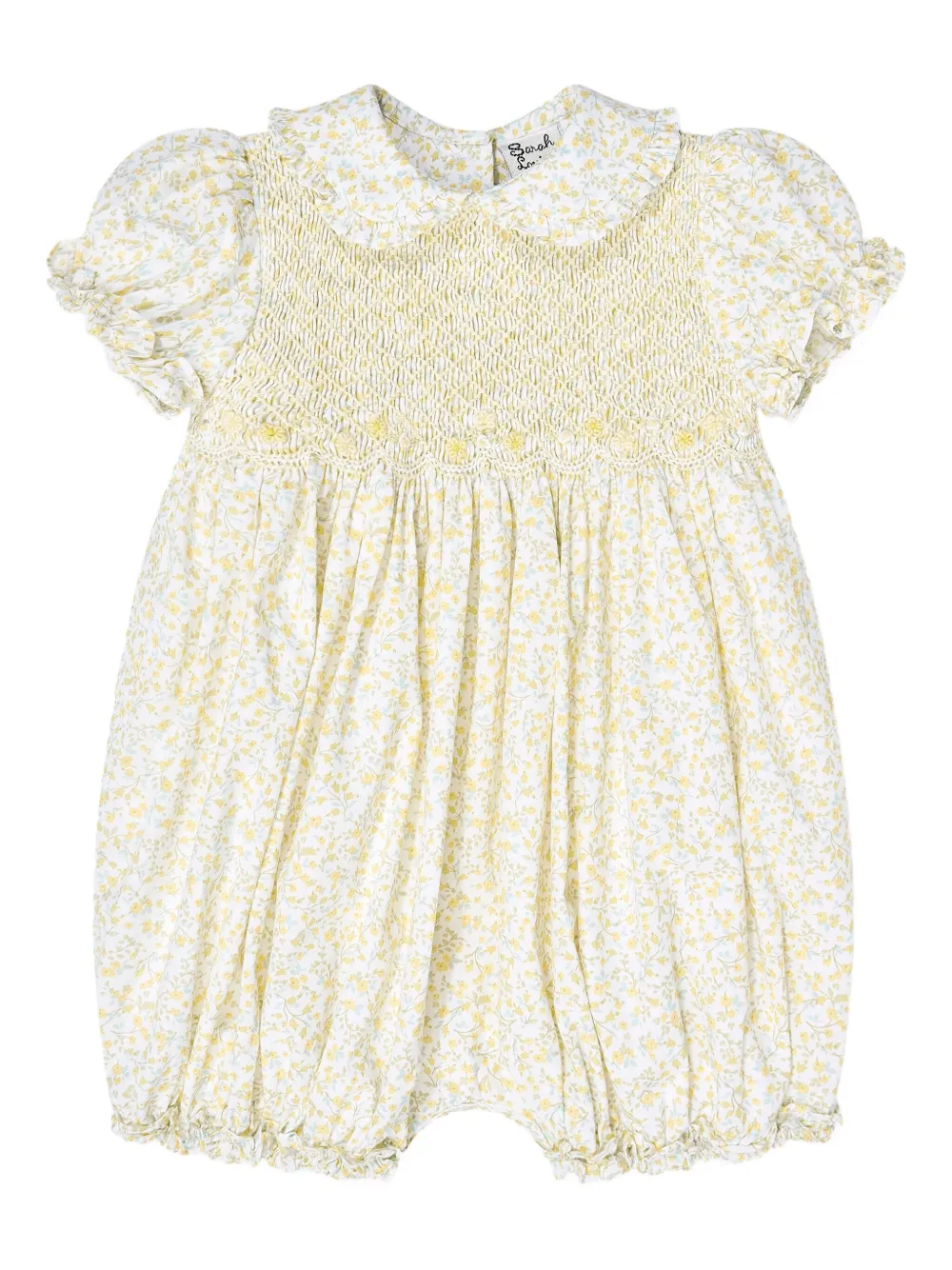 Sarah Louise Smocked Floral-print Babygrow Set In White