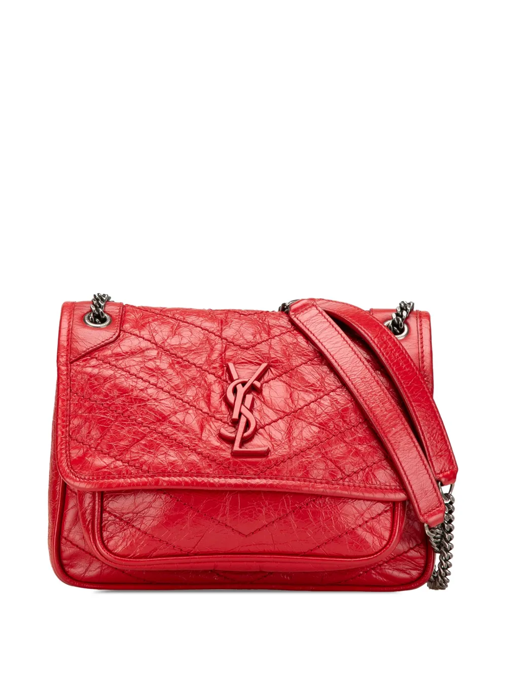 Pre-owned Saint Laurent 2018 Baby Crinkled Calfskin Monogram Niki Bag Shoulder Bag