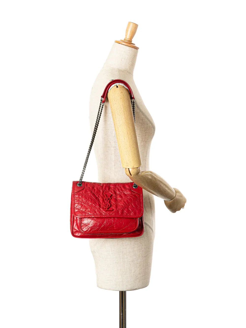 Pre-owned Saint Laurent 2018 Baby Crinkled Calfskin Monogram Niki Bag Shoulder Bag