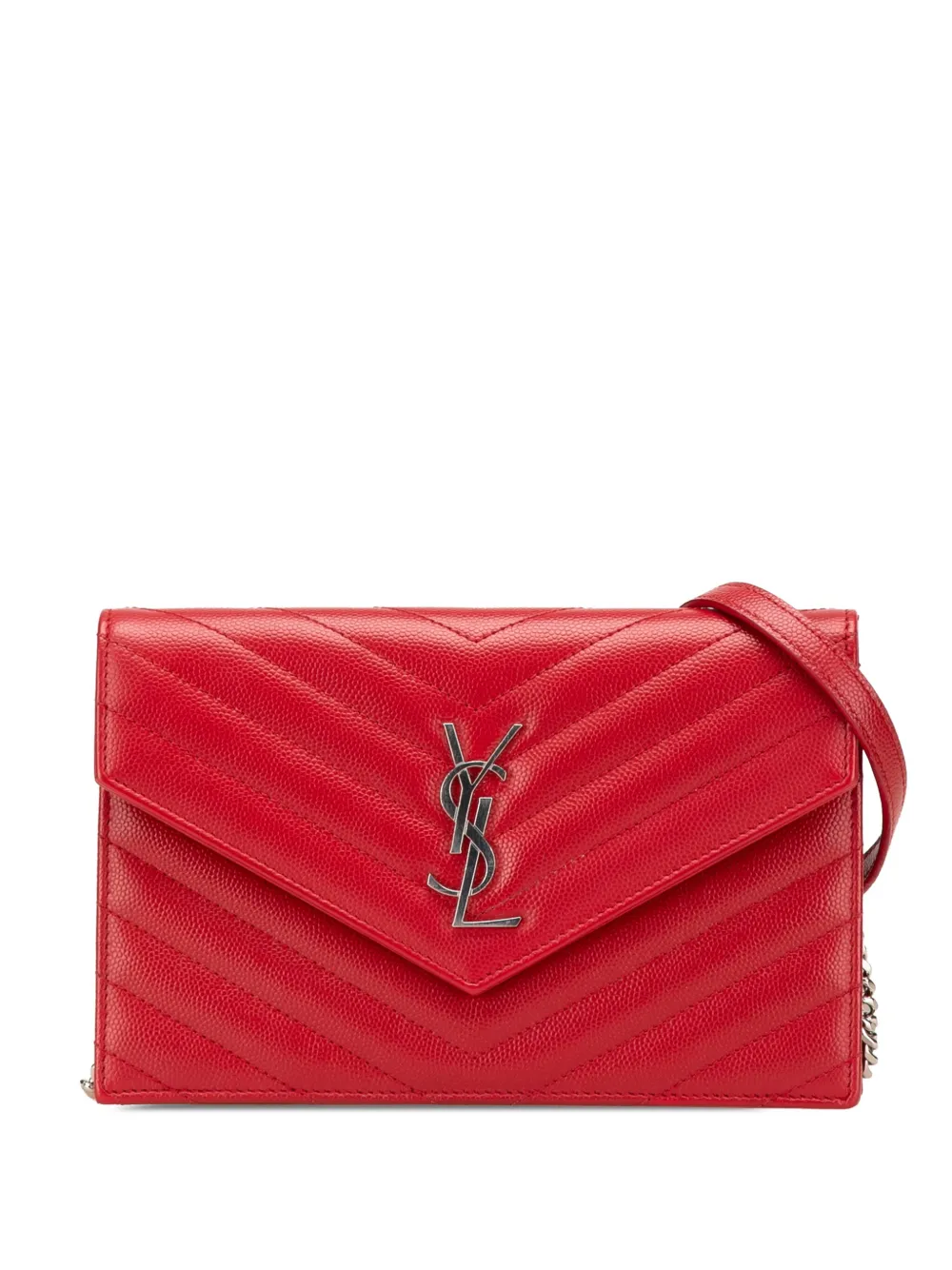 Saint Laurent Pre-Owned 2018 Grain de Poudre Cassandre Envelope Wallet on Chain Umhängetasche | Rot | Image 1